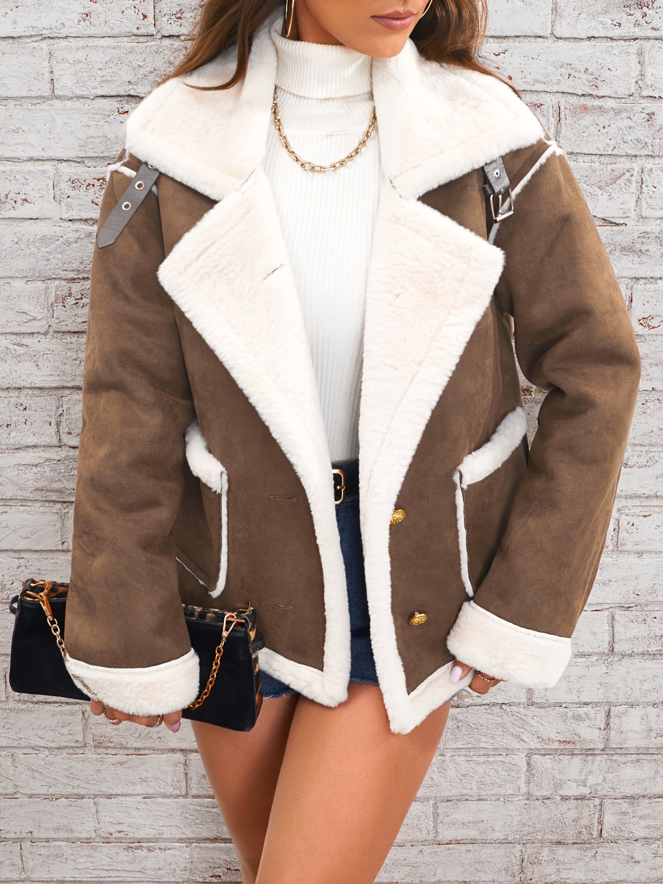 Winterjacke Damen Bikerjacke | Mit Taschen