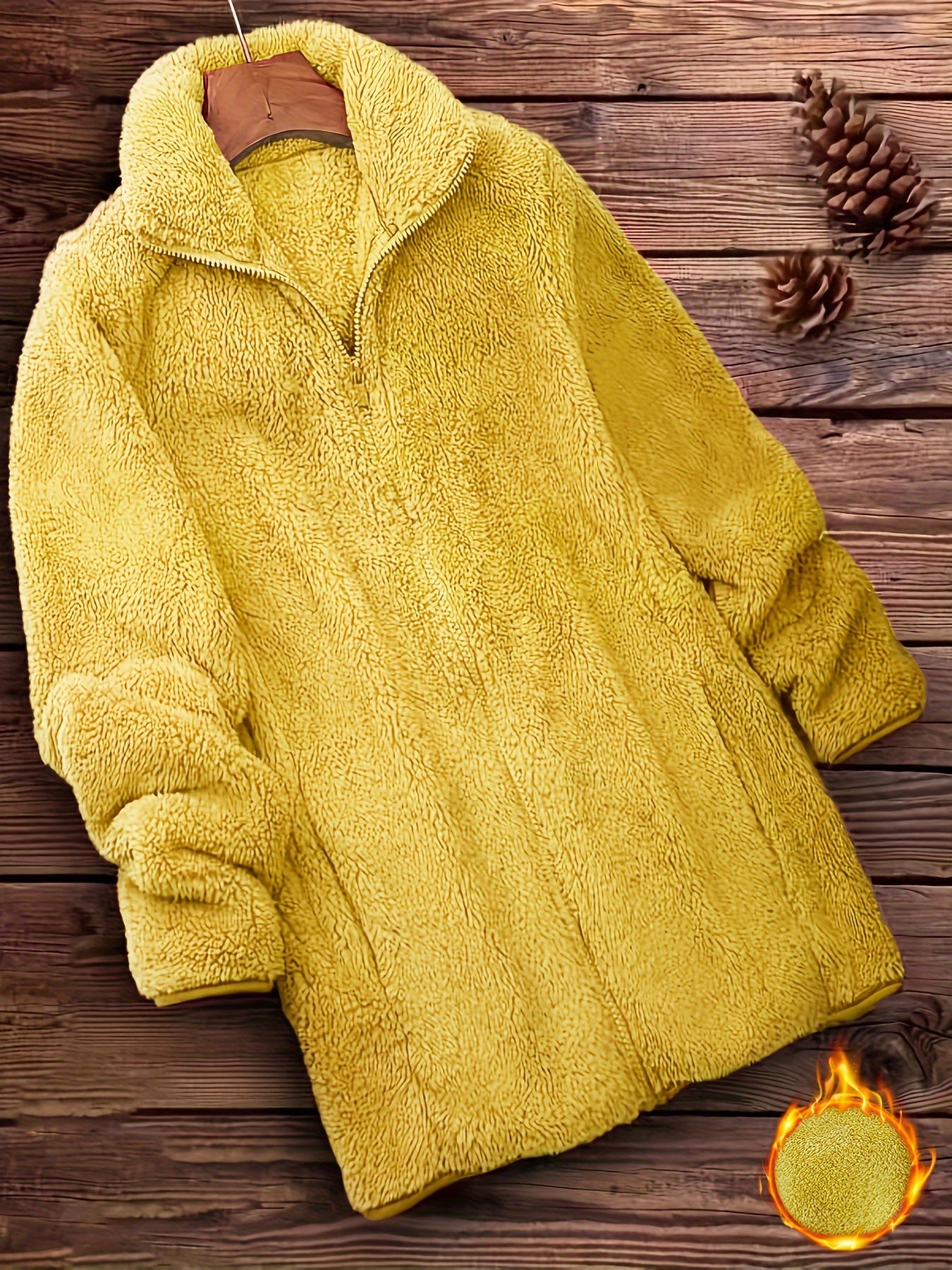 Damen Winterjacke Langer Wollmantel | Mit Reißverschluss