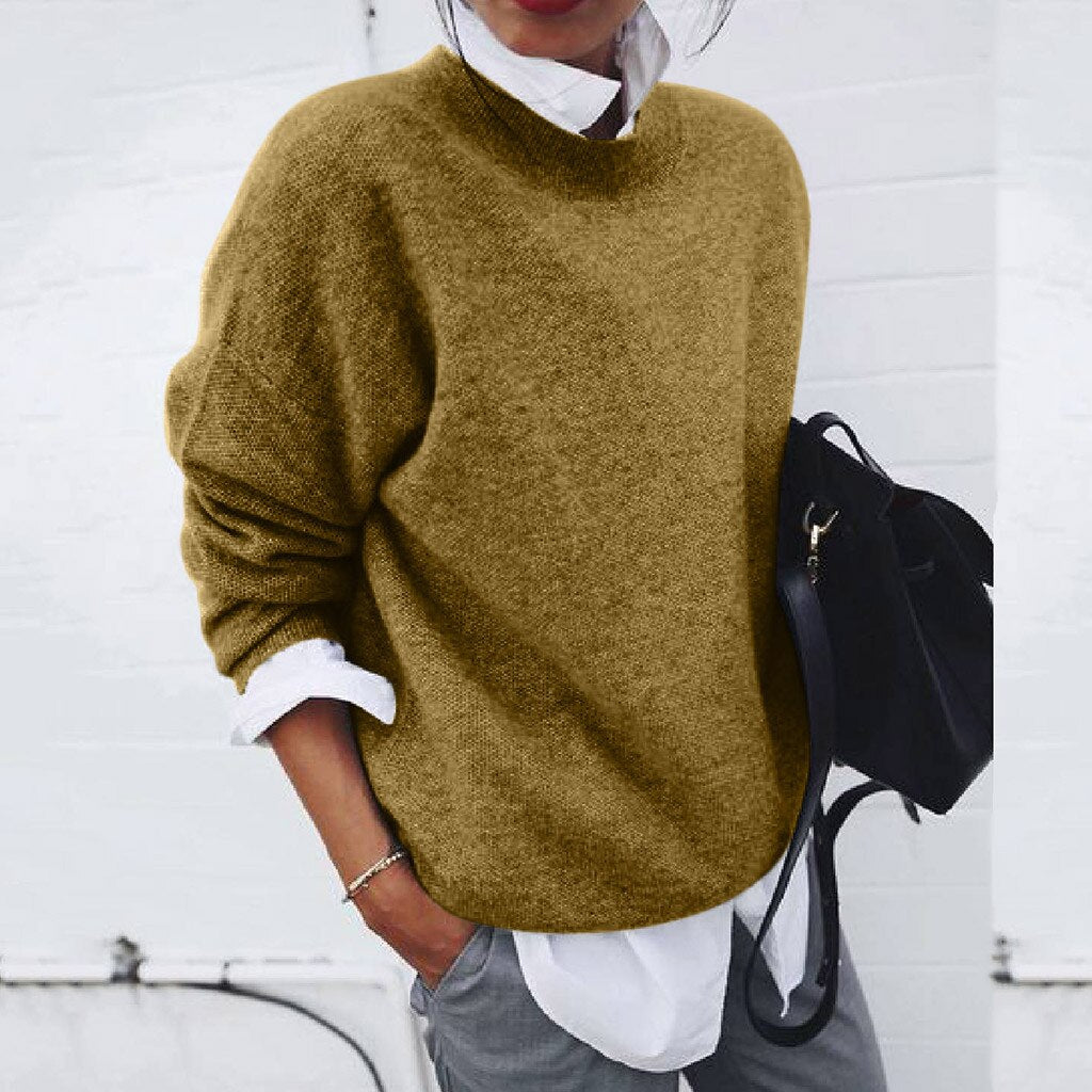 Pullover Damen Strick Mit Rundhalsausschnitt | Langarm Lockerer Stil