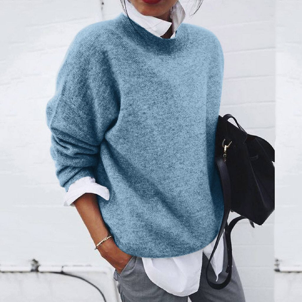 Pullover Damen Strick Mit Rundhalsausschnitt | Langarm Lockerer Stil