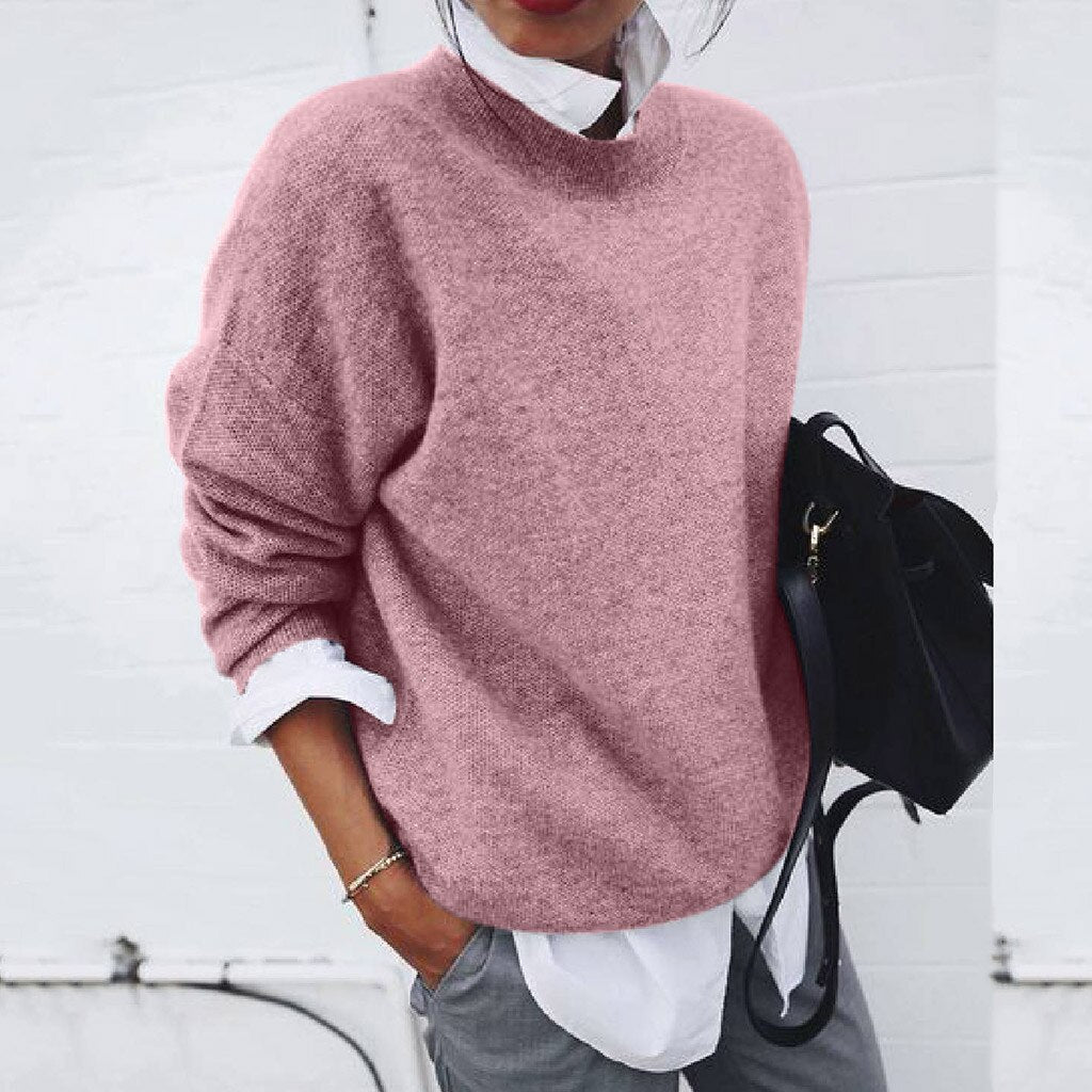 Pullover Damen Strick Mit Rundhalsausschnitt | Langarm Lockerer Stil