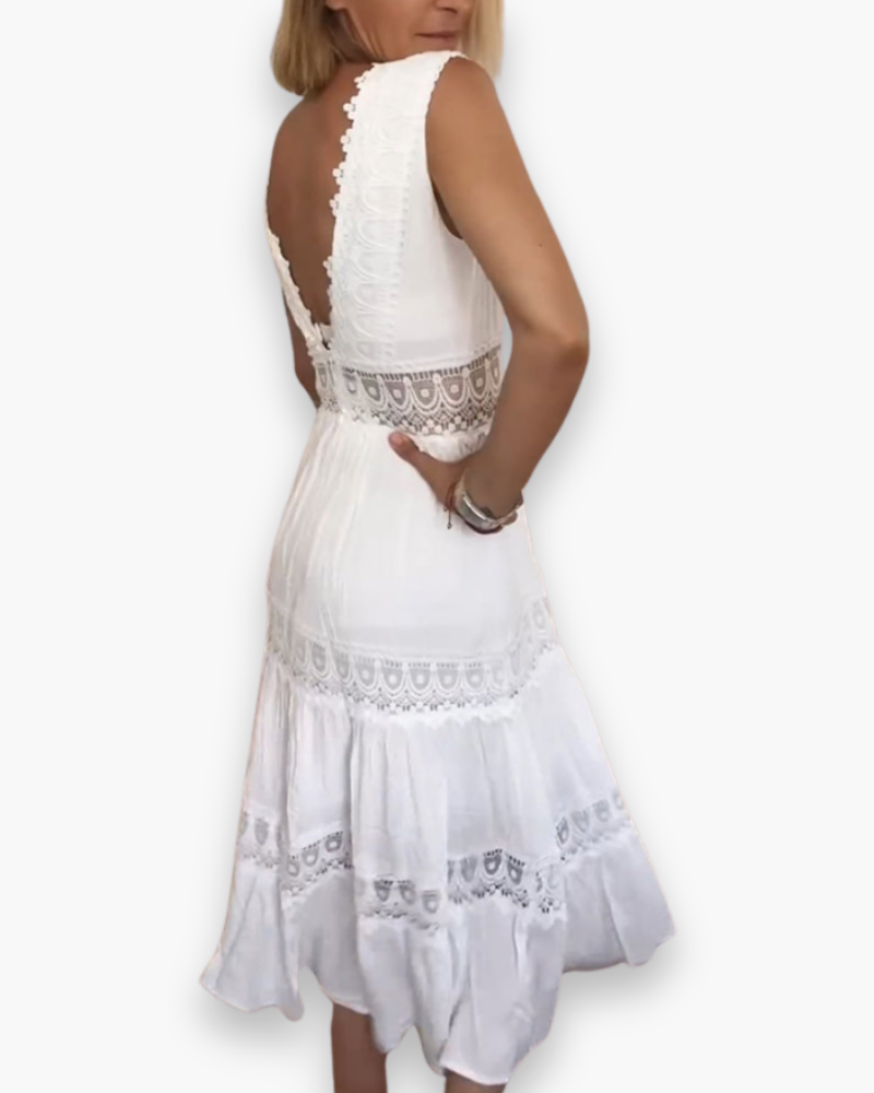 Damen Elegantes Sommer Maxi | Rückseite V-Stab