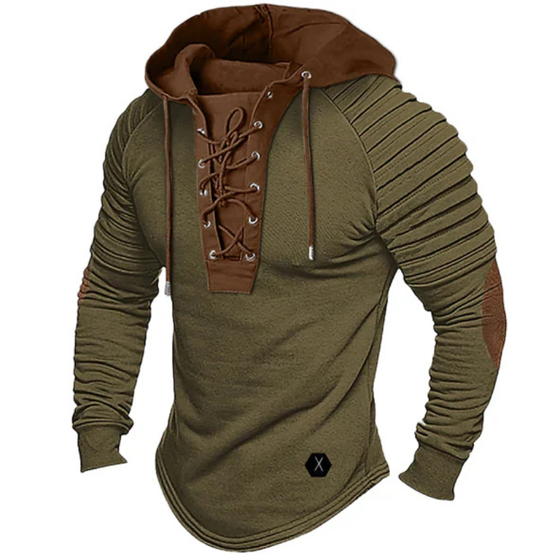 Pullover Herren mit Kapuze und Schnürkragen | Langarm