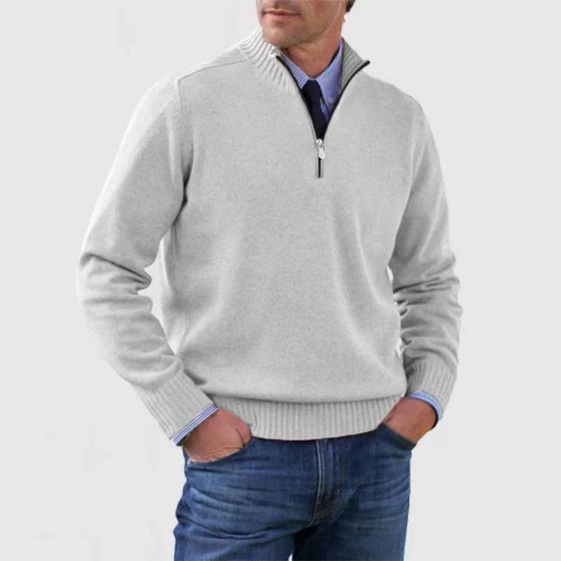 Pullover Herren Mit Stehkragen Und Halbreißverschluss | Langarm Einfarbig