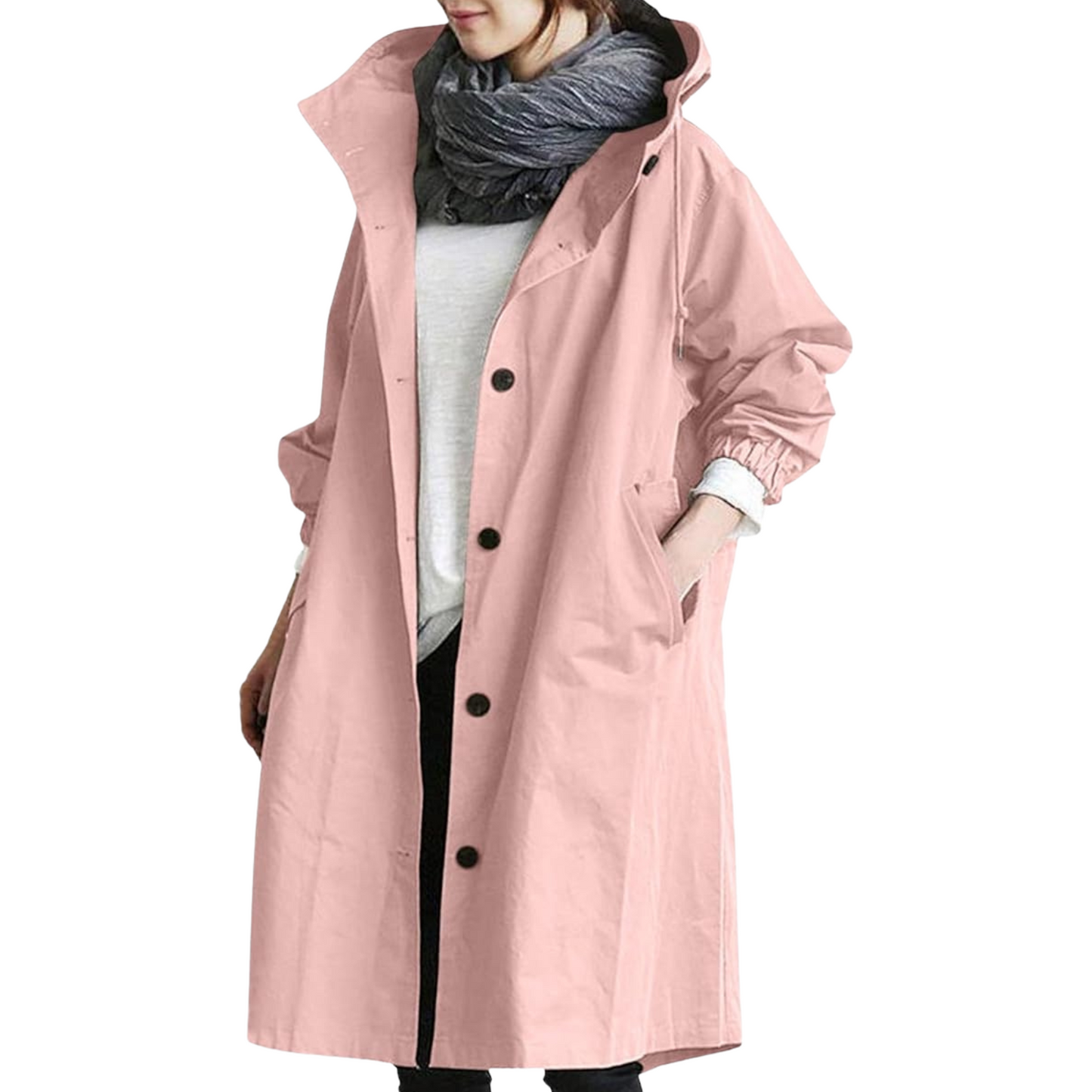Damen Regenjacke mit Kapuze | Weiter Trenchcoat