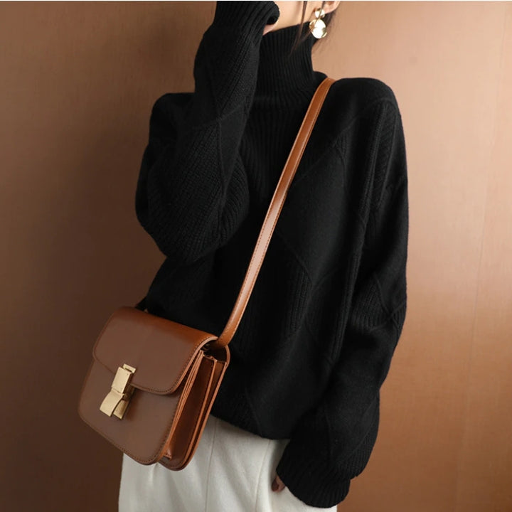 Pullover Damen Oversize Strick | Rollkragen Design Vielseitig Kombinierbar