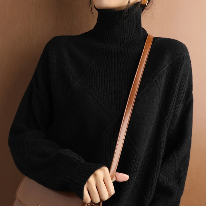 Pullover Damen Oversize Strick | Rollkragen Design Vielseitig Kombinierbar