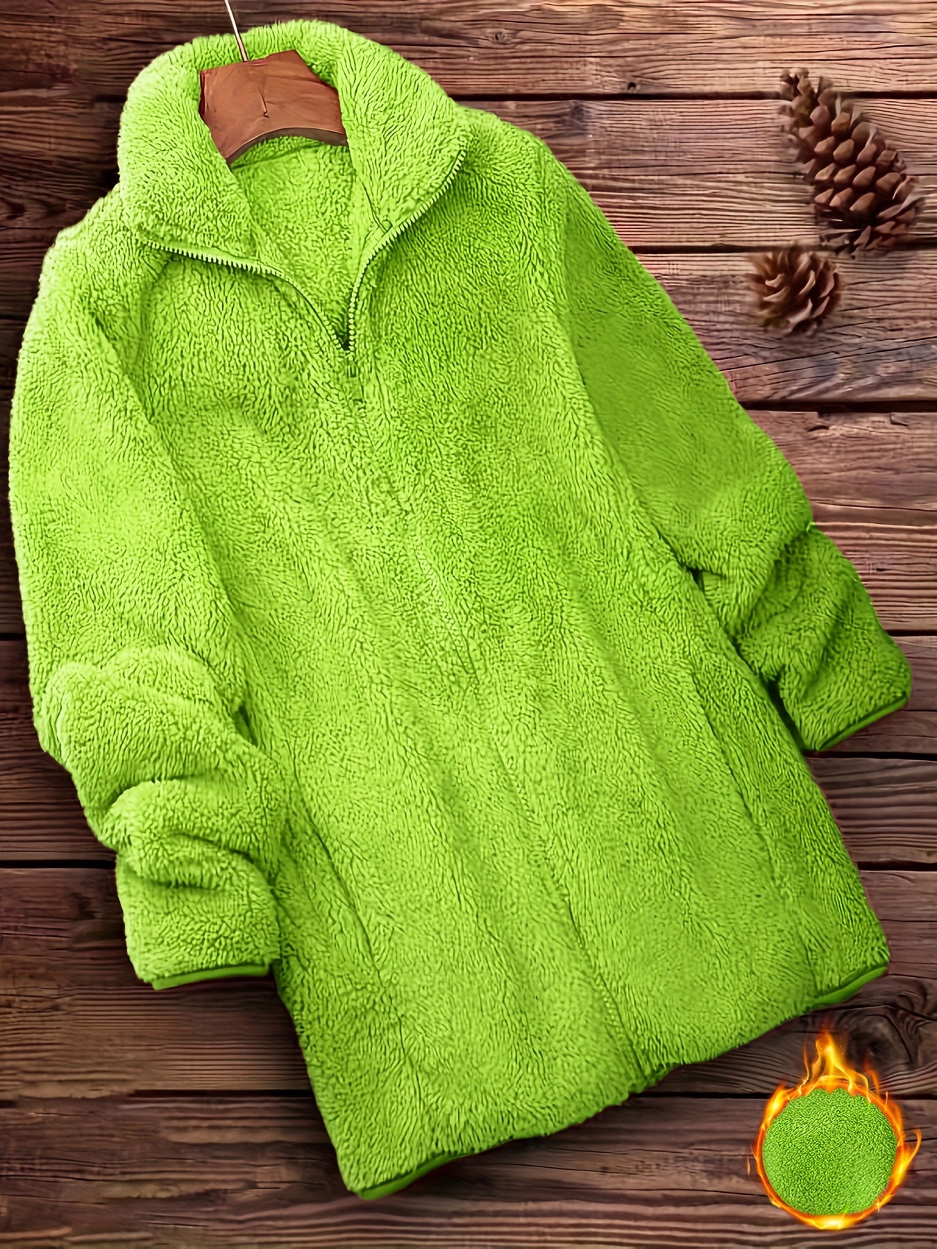 Damen Winterjacke Langer Wollmantel | Mit Reißverschluss