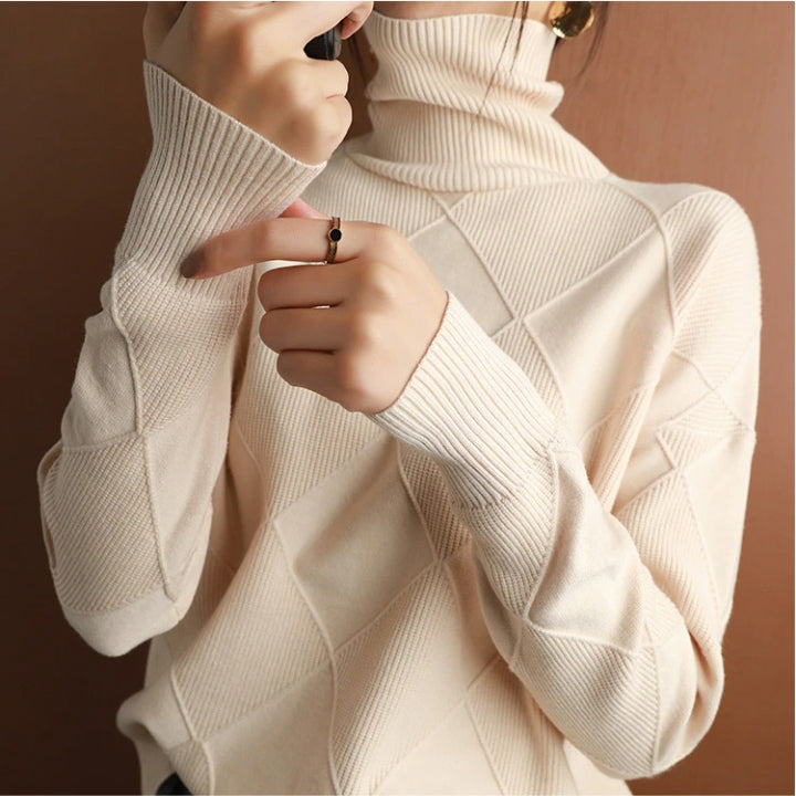 Pullover Damen Oversize Strick | Rollkragen Design Vielseitig Kombinierbar