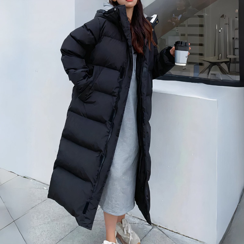 Damen Winter Kapuzen Puffer Mantel | Lang