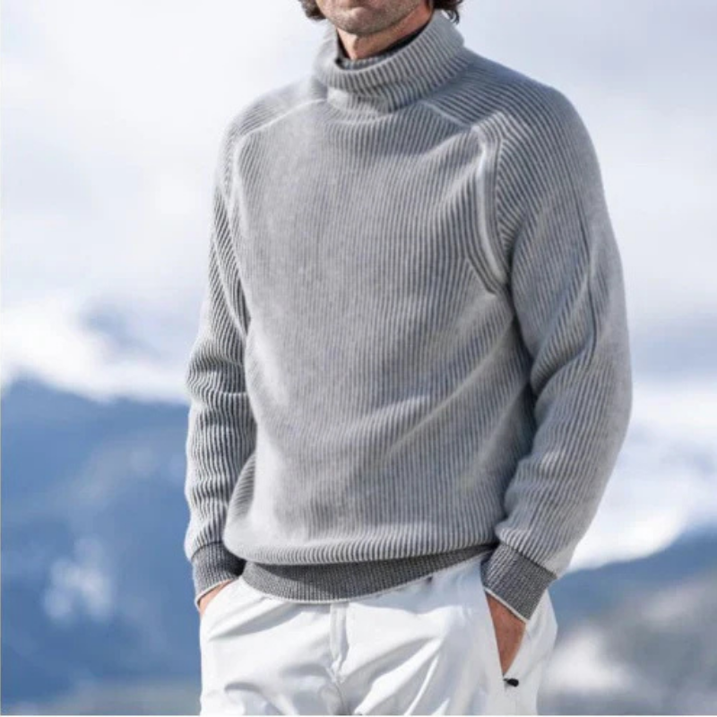 Pullover Herren Rollkragen | Langarm Geripptes Design