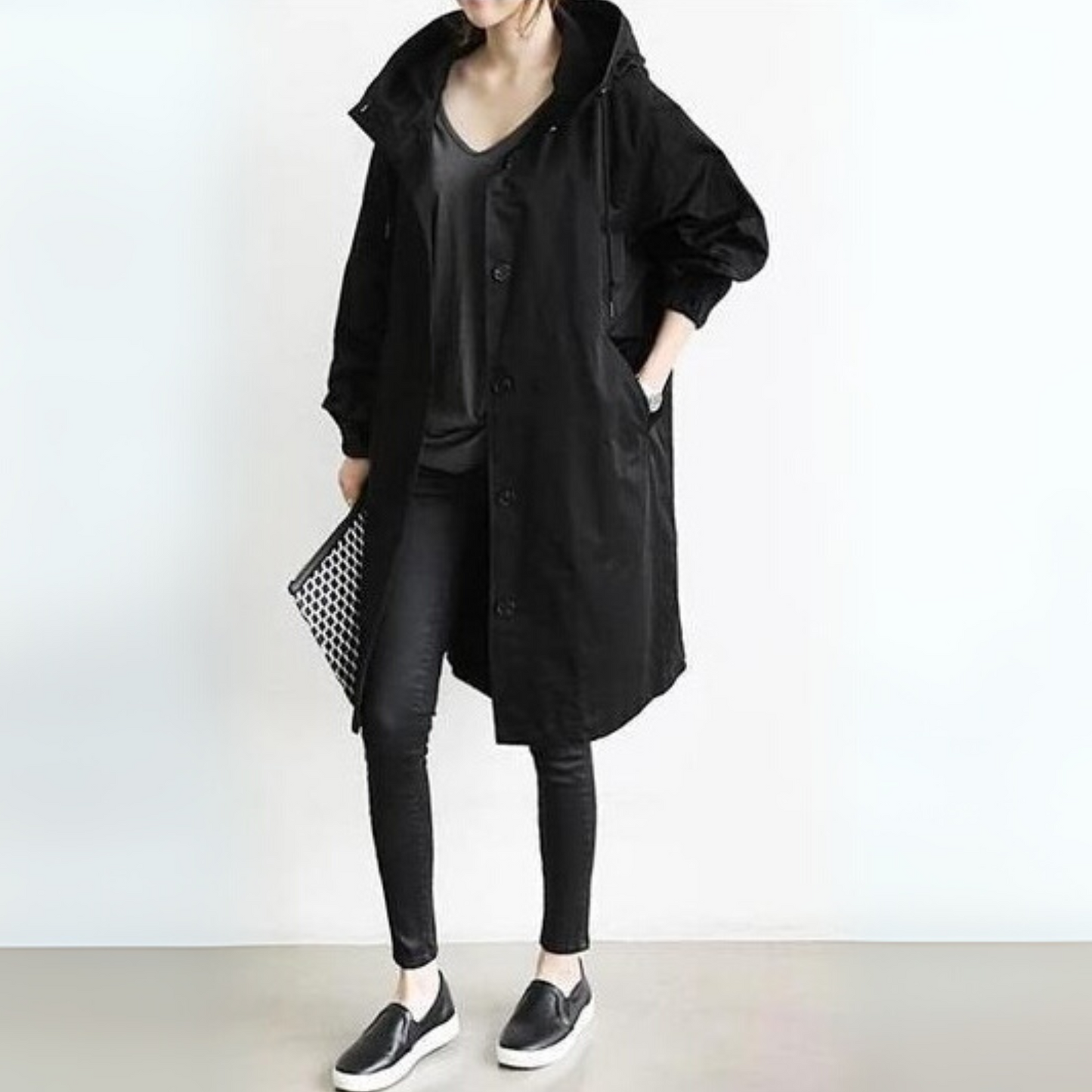 Damen Regenjacke mit Kapuze | Weiter Trenchcoat