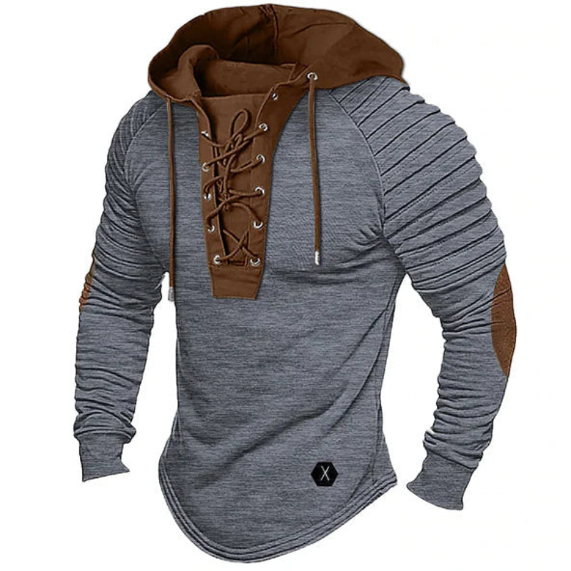 Pullover Herren mit Kapuze und Schnürkragen | Langarm