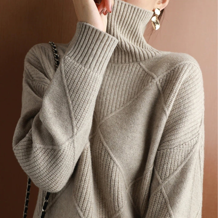 Pullover Damen Oversize Strick | Rollkragen Design Vielseitig Kombinierbar