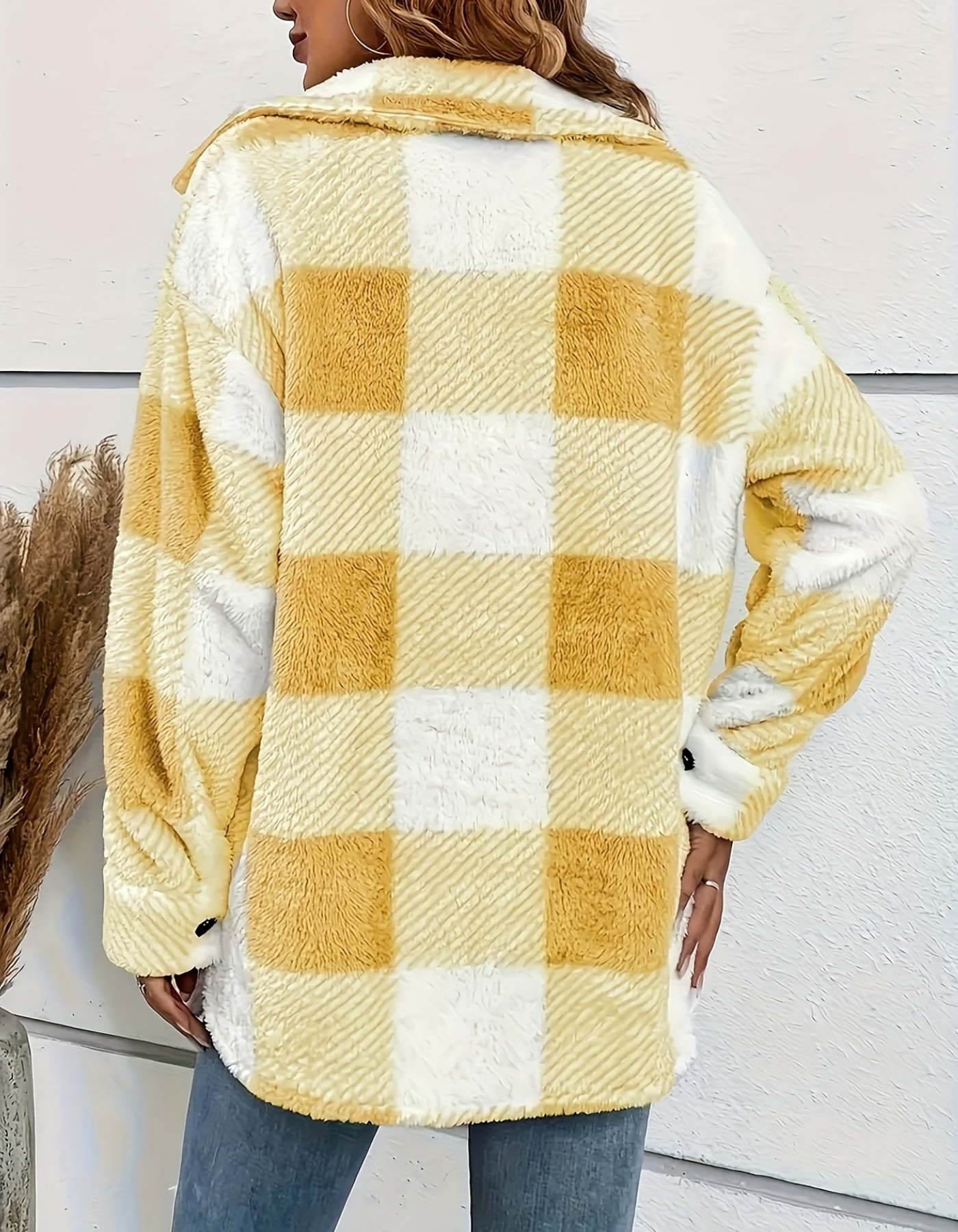 Damen Karierte Fleecejacke | Übergangsjacke Leicht