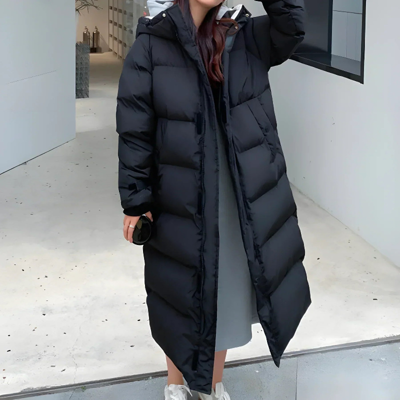 Damen Winter Kapuzen Puffer Mantel | Lang