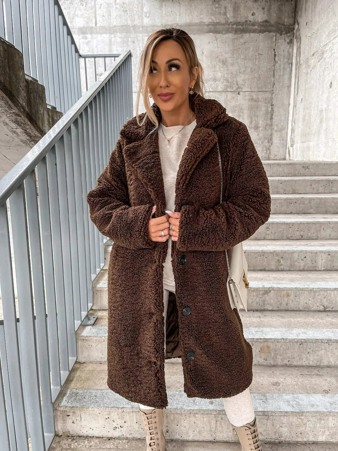 Mantel Damen Winter Lang | Klassischer Kragen Mit Knöpfen
