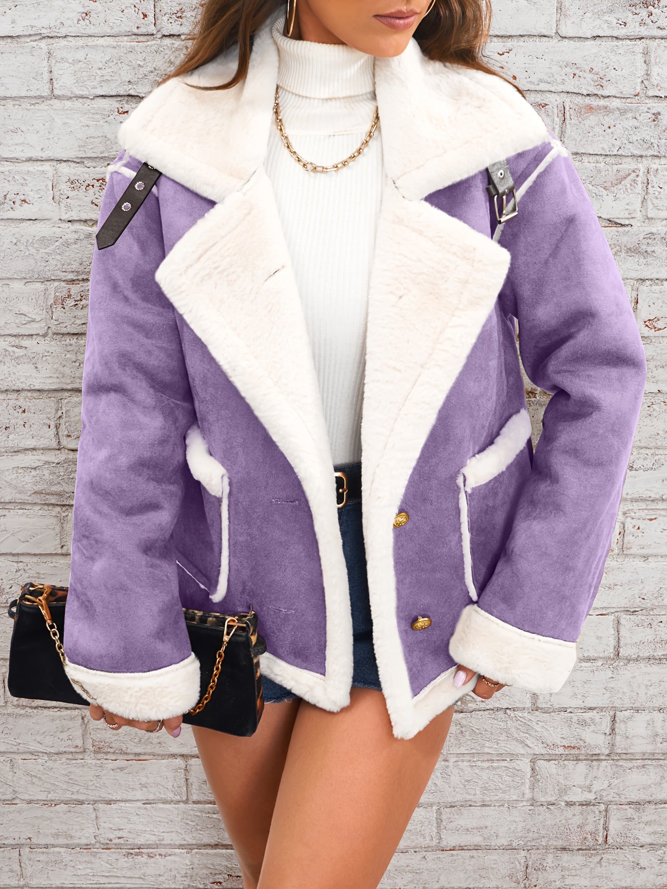 Winterjacke Damen Bikerjacke | Mit Taschen