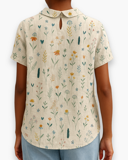 Damen Verspielte Wildblumen Bluse | Weinlese Stil