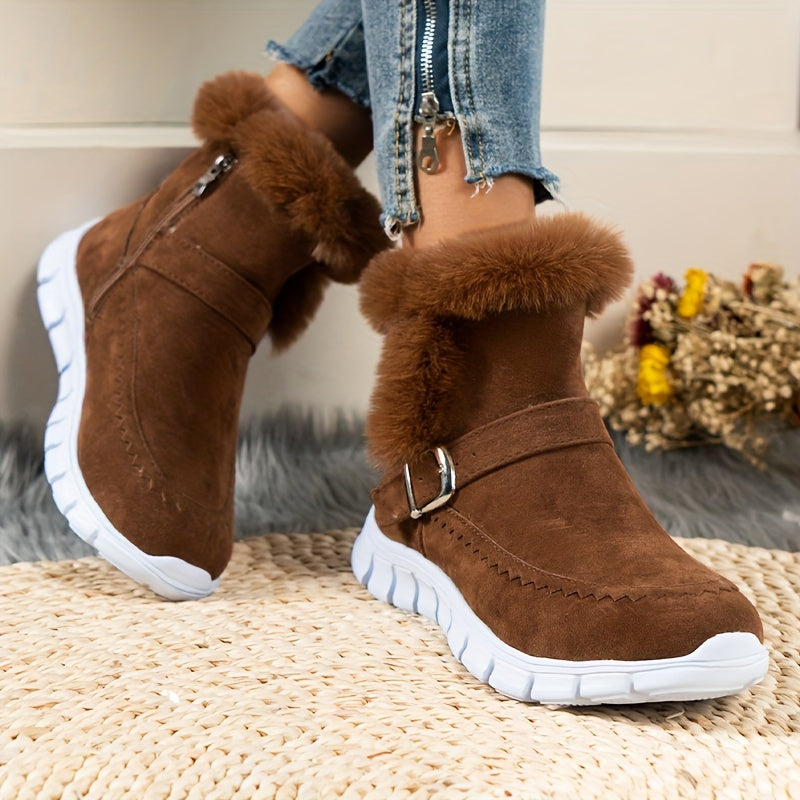 Winterschuhe Damen Stiefel | Knöchelhoch mit Schnalle
