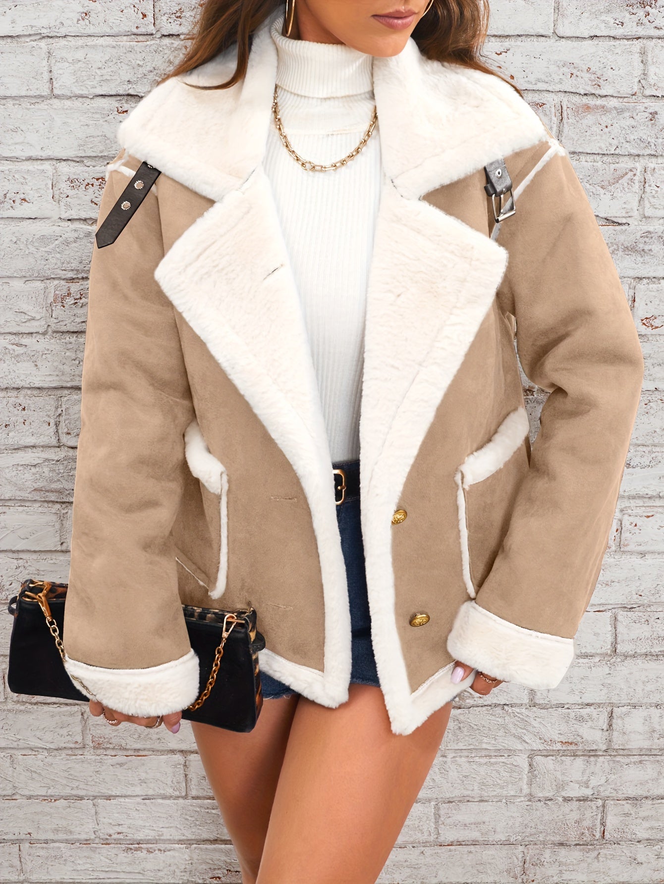 Winterjacke Damen Bikerjacke | Mit Taschen