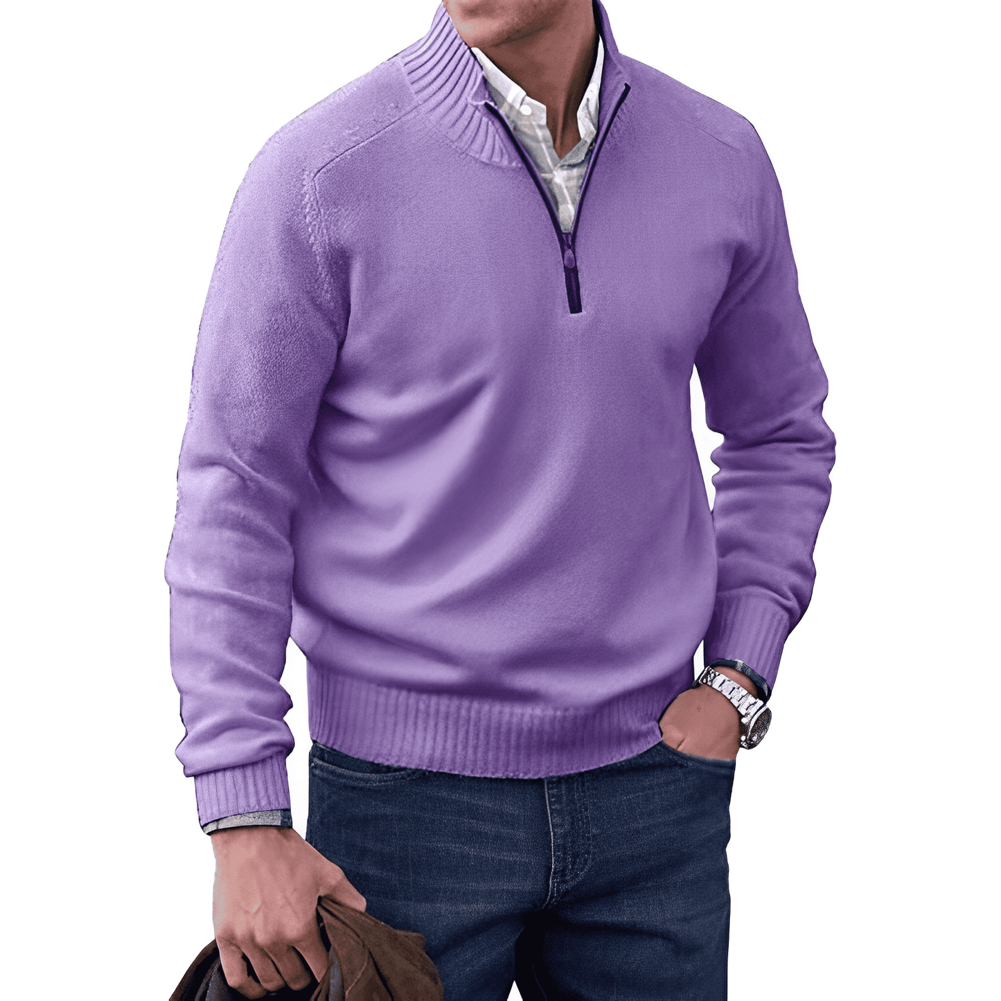 Pullover Herren Mit Stehkragen Und Kurzreißverschluss | Langarm Für Alltag