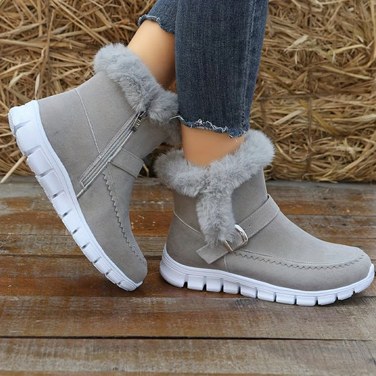 Winterschuhe Damen Stiefel | Knöchelhoch mit Schnalle