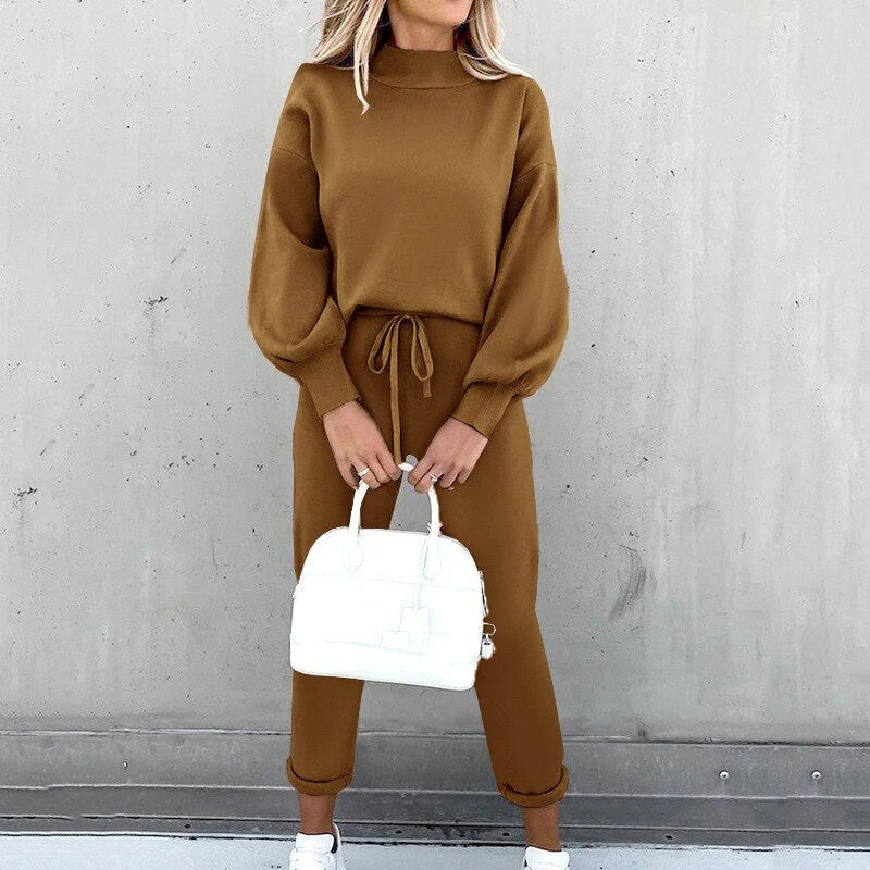 Pullover Damen Und Hosen Set | Lockere Passform Mit Rollkragen