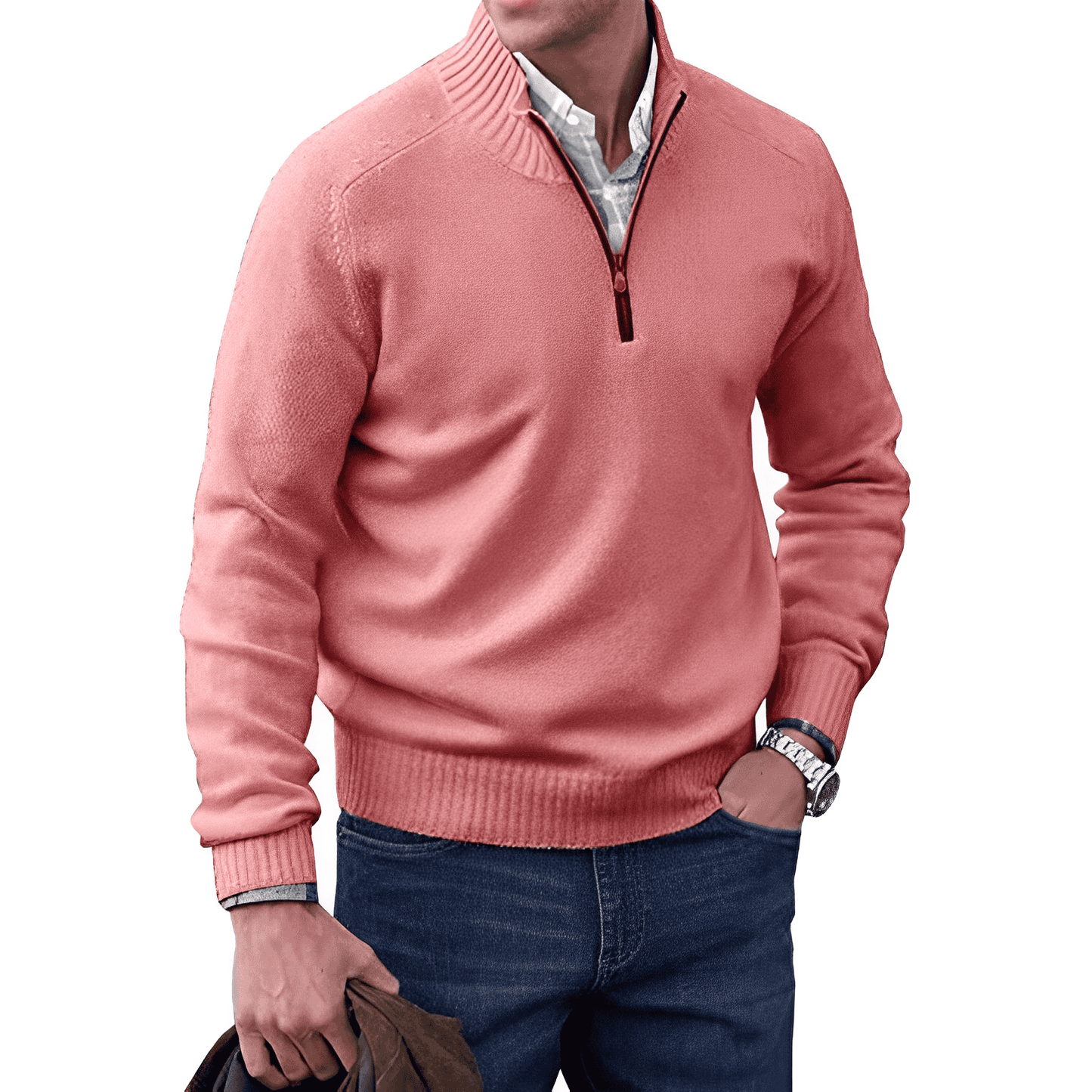 Pullover Herren Mit Stehkragen Und Kurzreißverschluss | Langarm Für Alltag