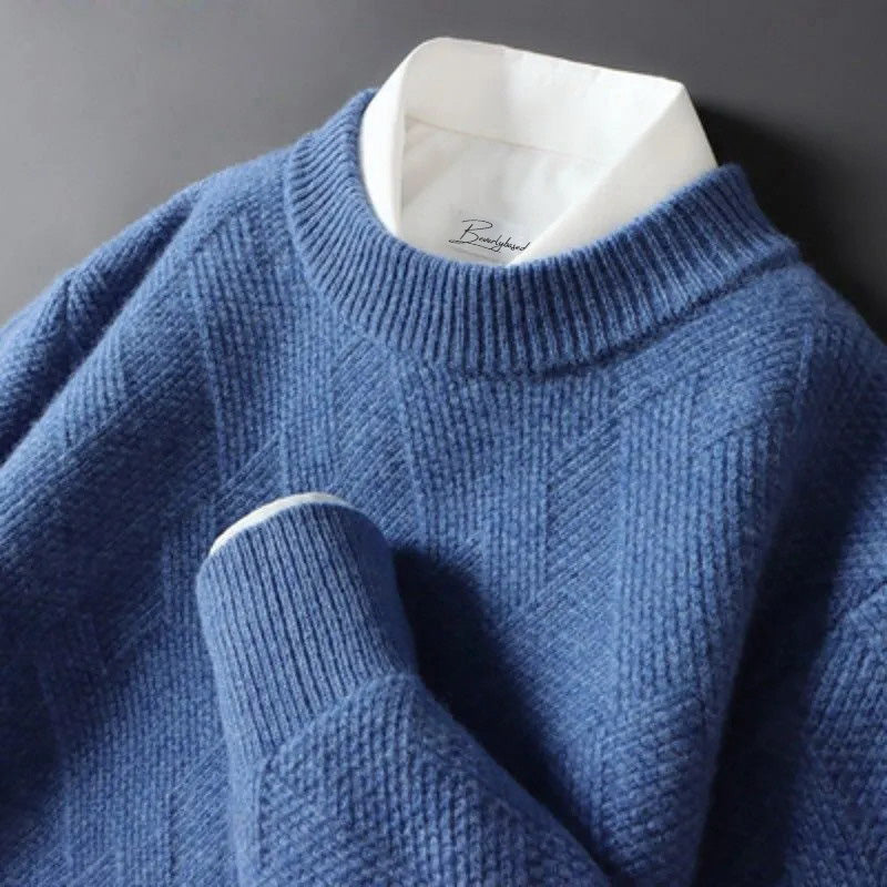 Pullover Herren Mit Rundhals Und Strickmuster | Langarm Für Alltag Freizeit