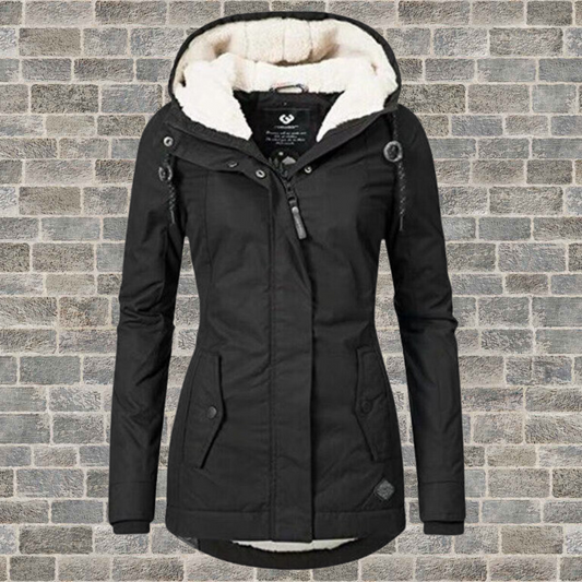 Winterjacke Damen Eleganter Mantel Mit Plissee | Lang
