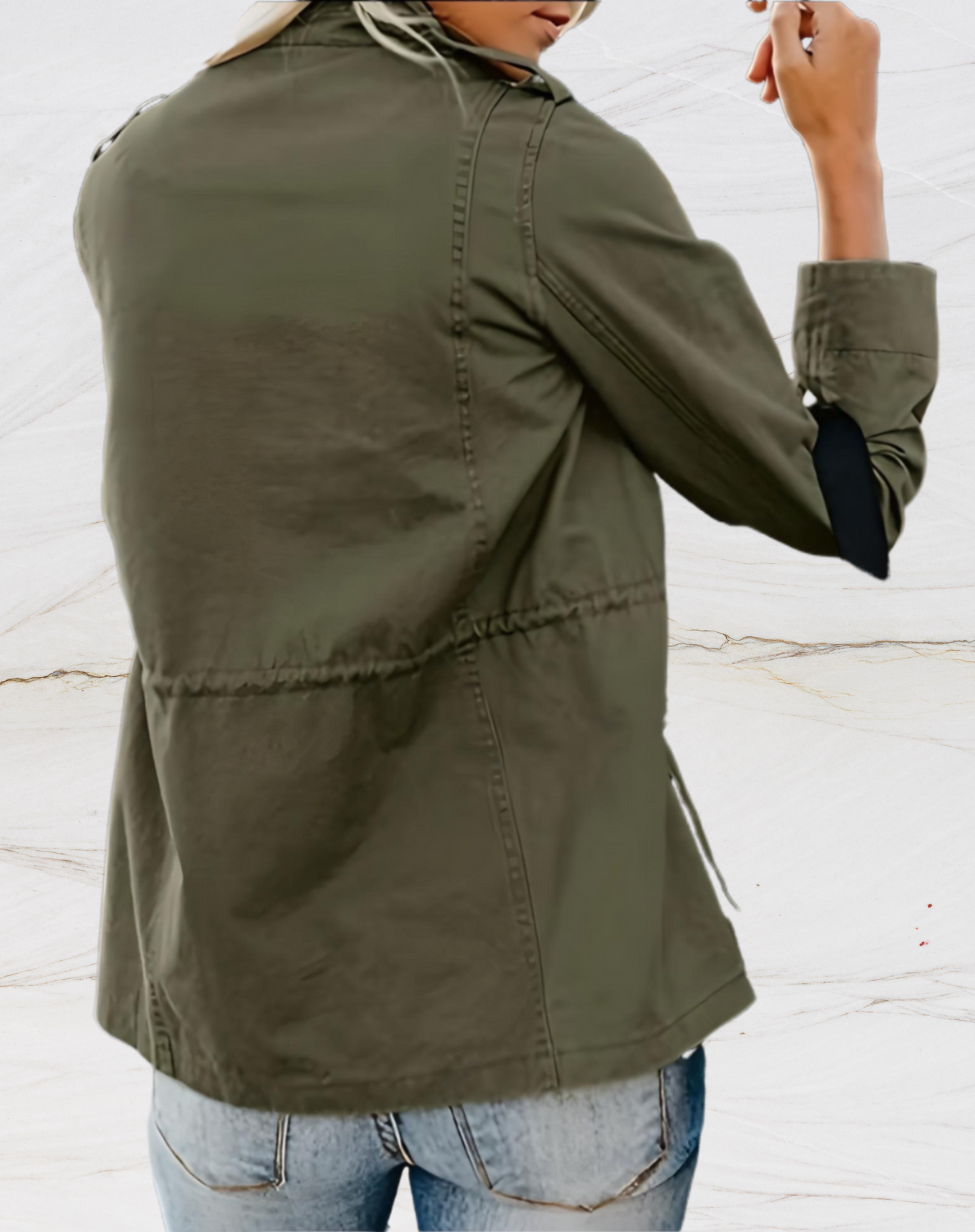 Damen Übergangsjacke Utility Stil | Lang Mit Kapuze