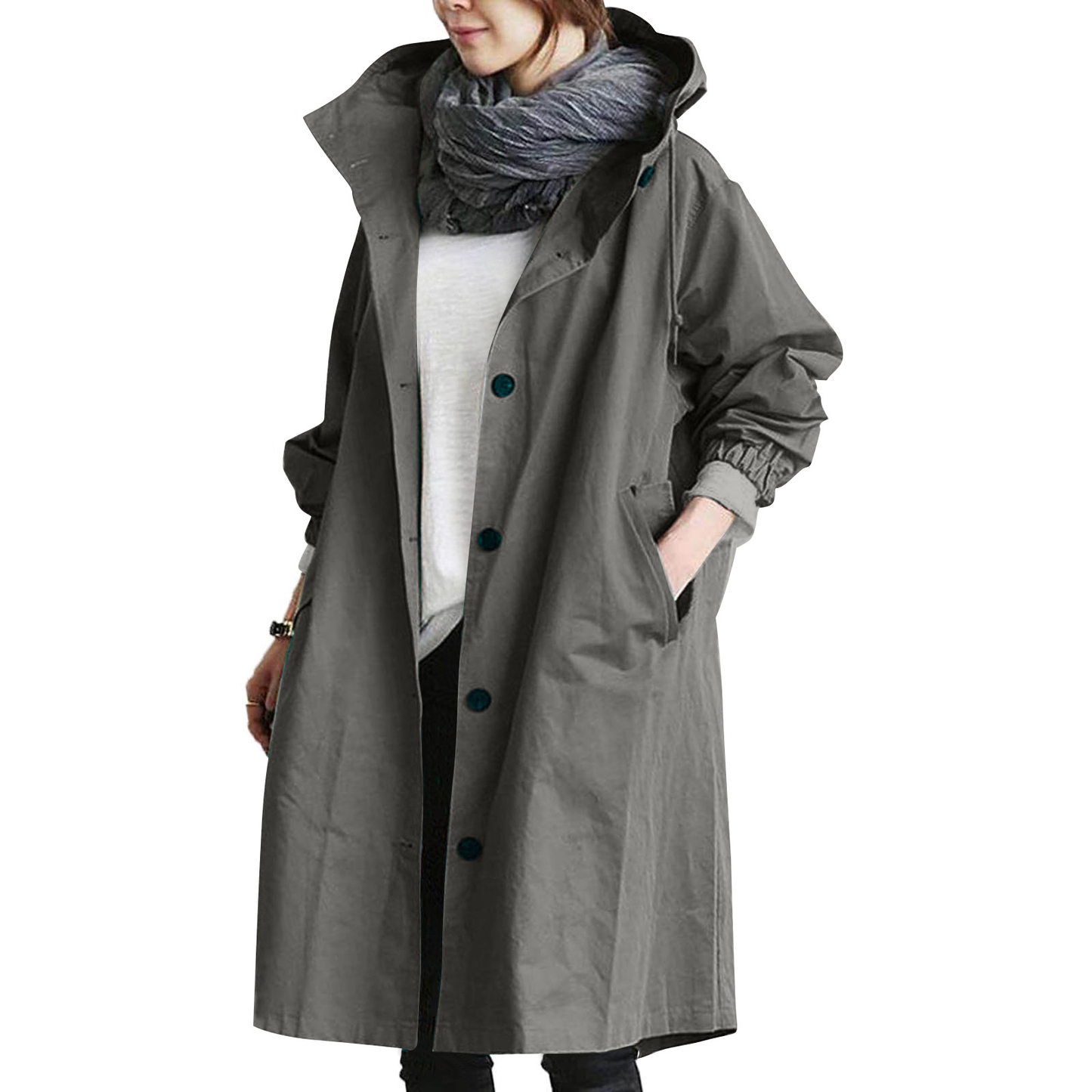 Damen Regenjacke mit Kapuze | Weiter Trenchcoat