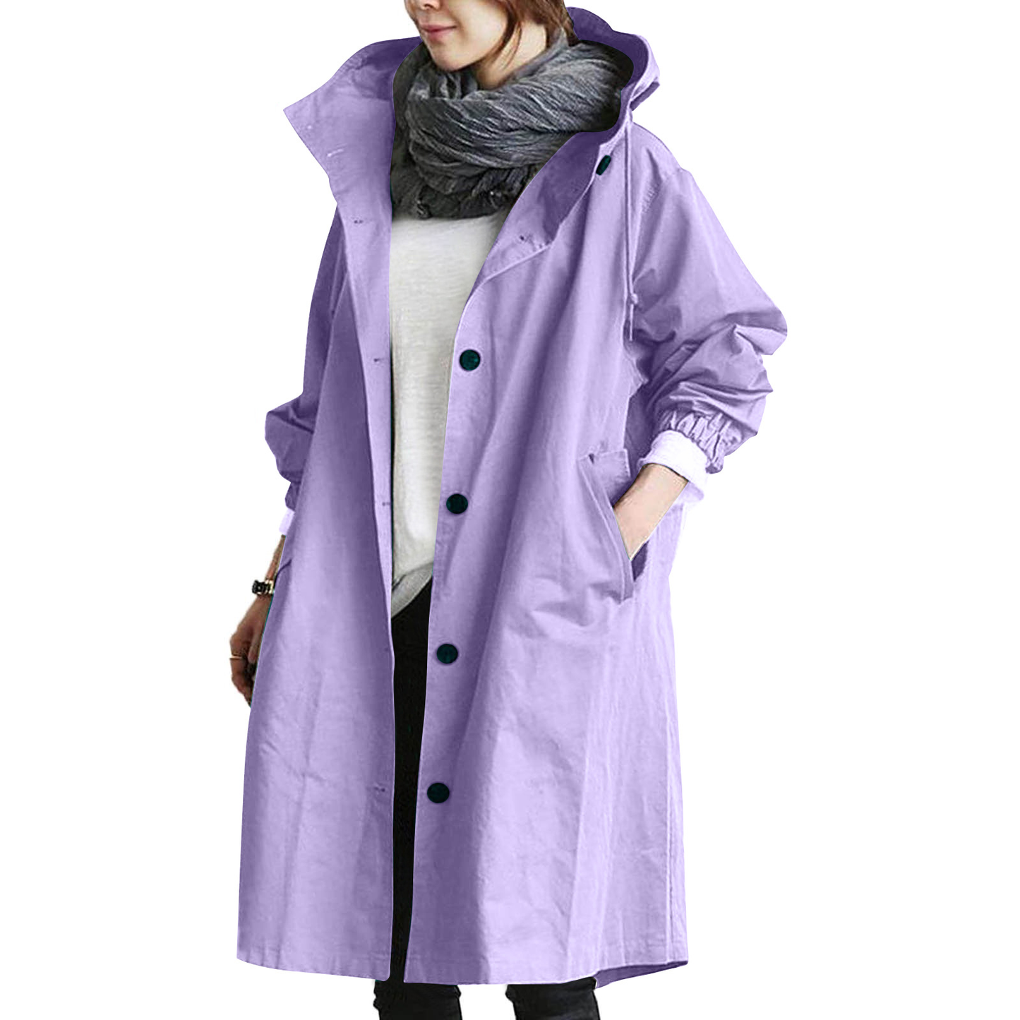 Damen Regenjacke mit Kapuze | Weiter Trenchcoat