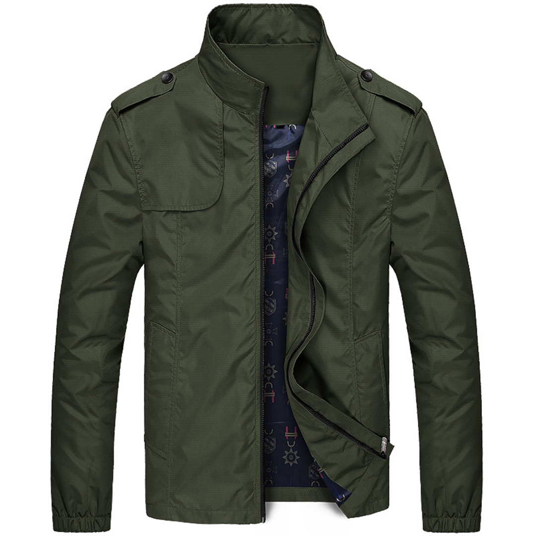 Übergangsjacke Herren Leicht | Jacke Mit Reissverschluss Und Stehkragen