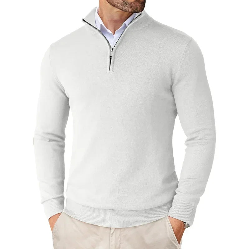 Pullover Herren Halb-Zip Mit Stehkragen | Langarm Für Alltag