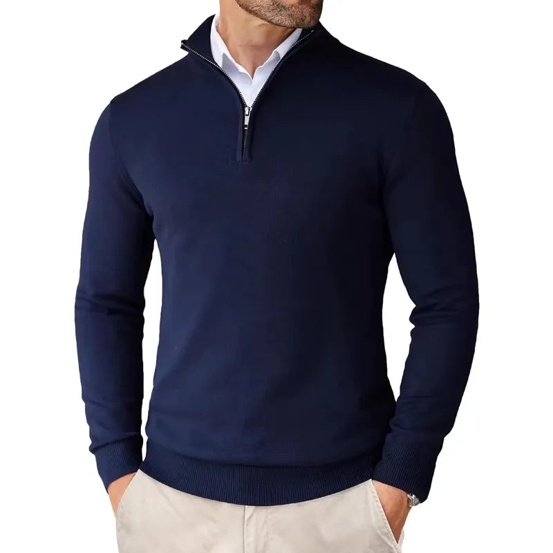 Pullover Herren Halb-Zip Mit Stehkragen | Langarm Für Alltag