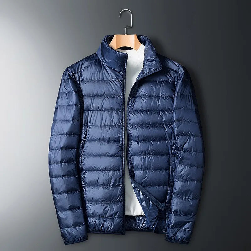 Herren Winter Daunenjacke | Durchgehender Reißverschluss Stehkragen