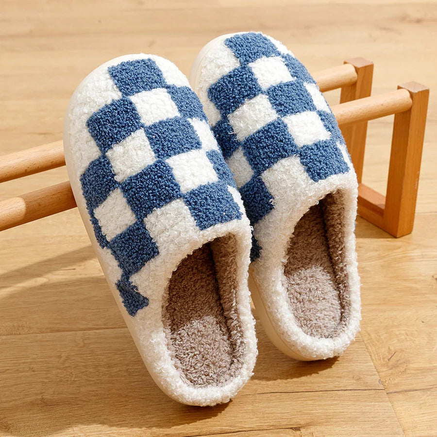 Hausschuhe Unisex | Schachbrettmuster und rutschfeste Sohle