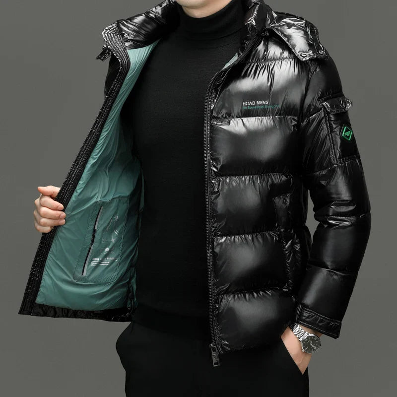 Herren Daunenjacke | Glänzender Gesteppter Puffer