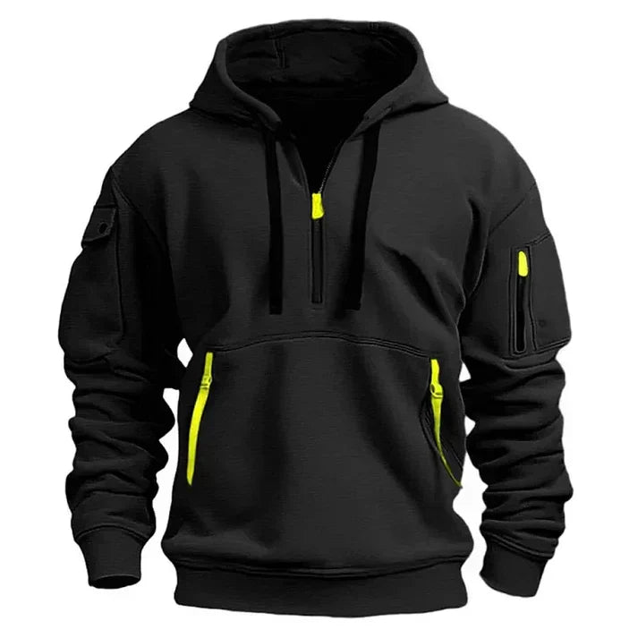 Pullover Herren Mit Kapuze Und Halbreissverschluss | Langarm