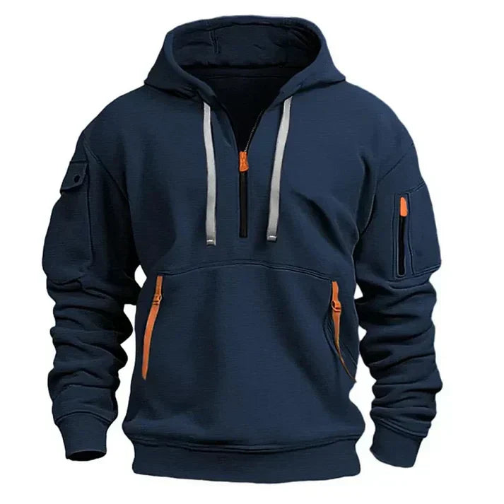 Pullover Herren Mit Kapuze Und Halbreissverschluss | Langarm
