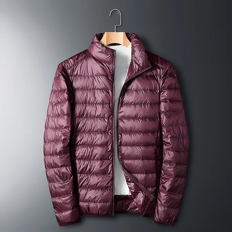Herren Winter Daunenjacke | Durchgehender Reißverschluss Stehkragen