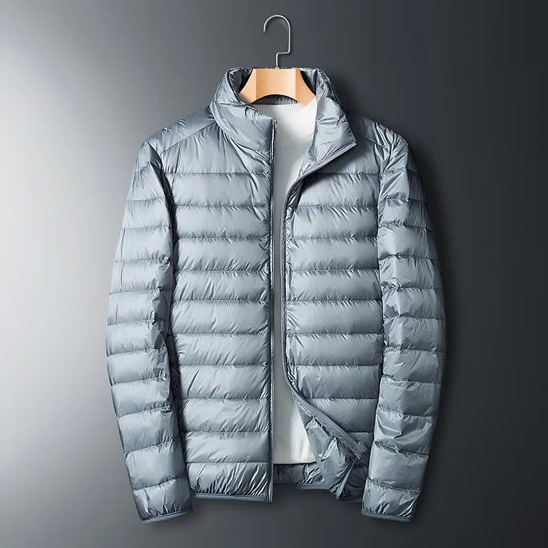 Herren Winter Daunenjacke | Durchgehender Reißverschluss Stehkragen