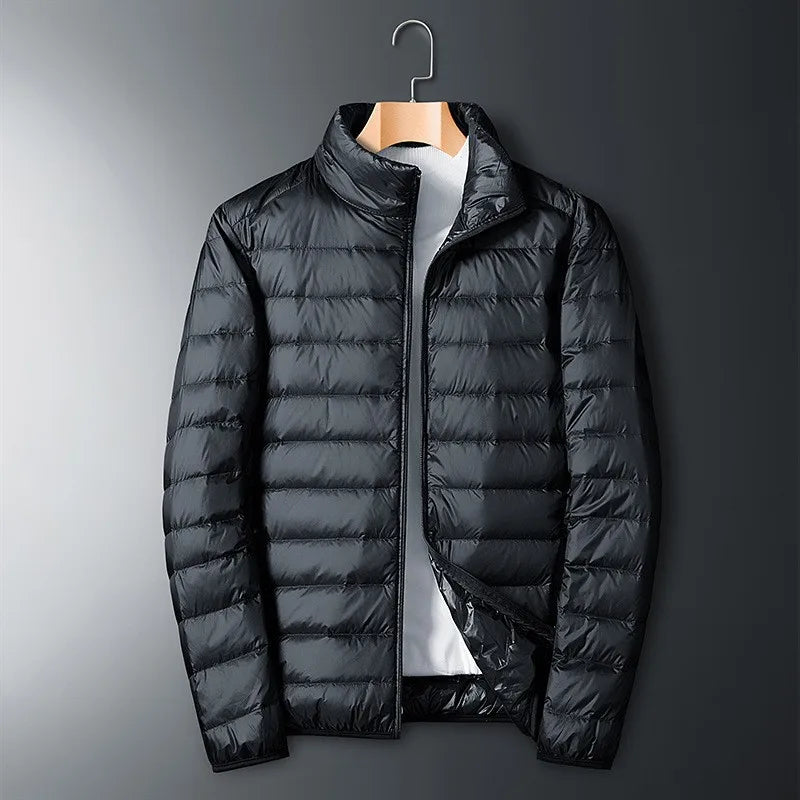 Herren Winter Daunenjacke | Durchgehender Reißverschluss Stehkragen