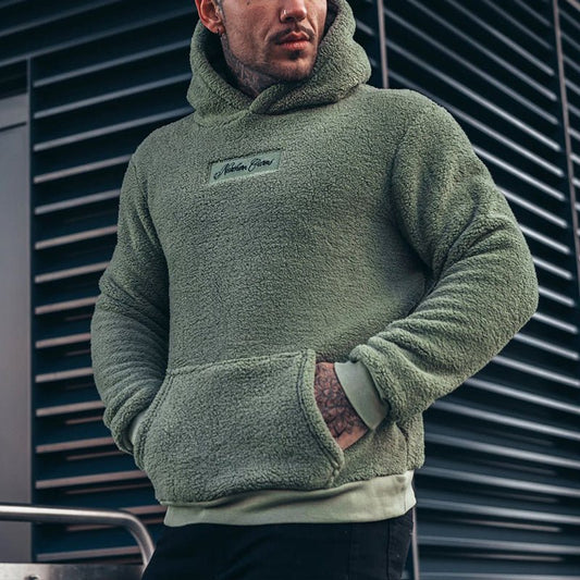 Pullover Herren Langarm Hoodie | aus Fleece mit Kapuze und Tasche