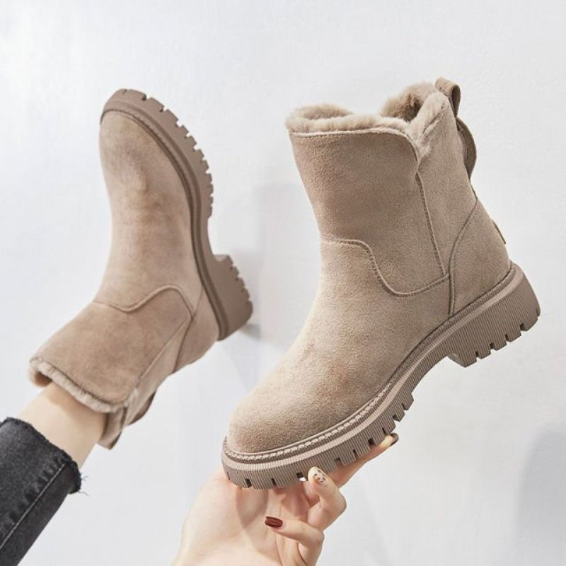 Winterschuhe Damen | Knöchelhoch mit Reißverschluss und Runder Zehenform