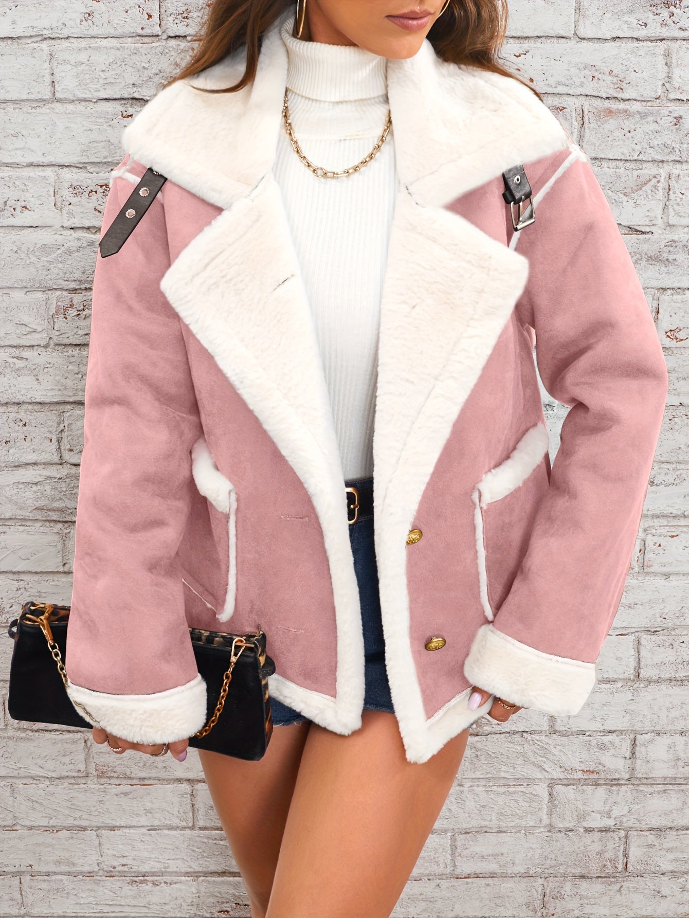 Winterjacke Damen Bikerjacke | Mit Taschen