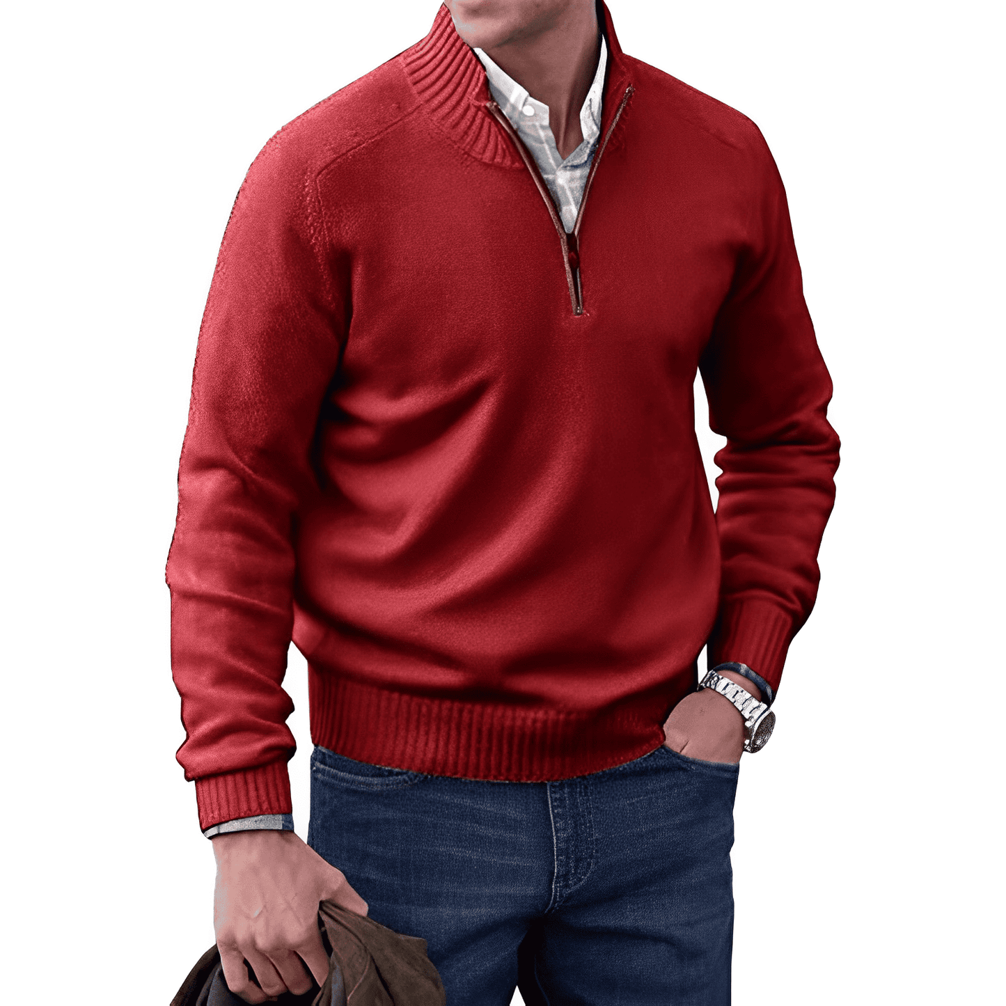Pullover Herren Mit Stehkragen Und Kurzreißverschluss | Langarm Für Alltag