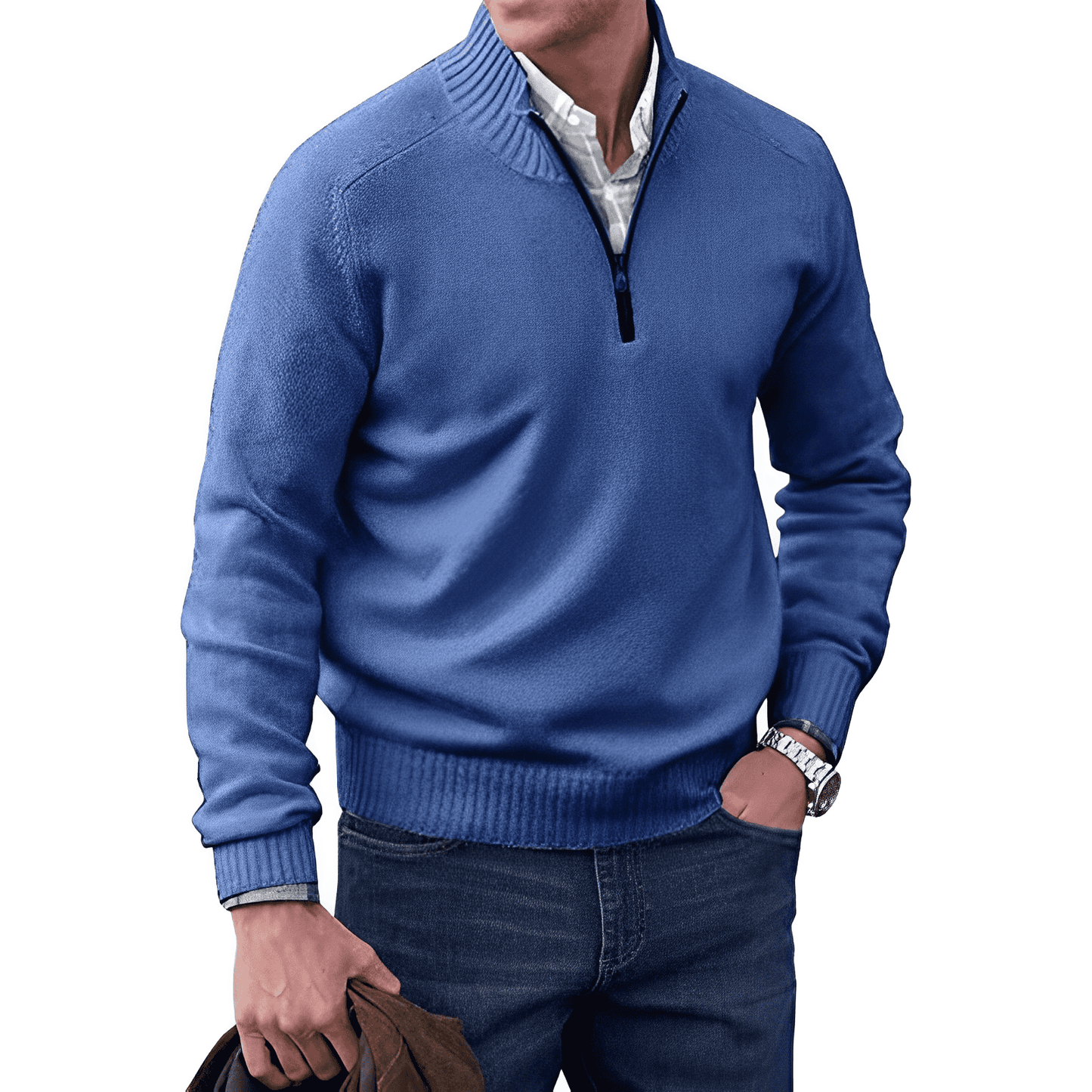 Pullover Herren Mit Stehkragen Und Kurzreißverschluss | Langarm Für Alltag